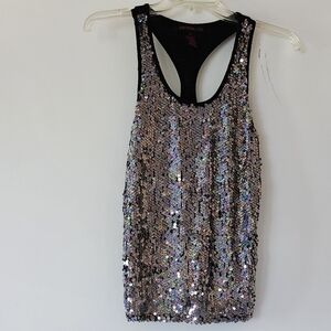 NWOT. Material Girl Muticolors Sequins Lady Sleeveless Tank Top.